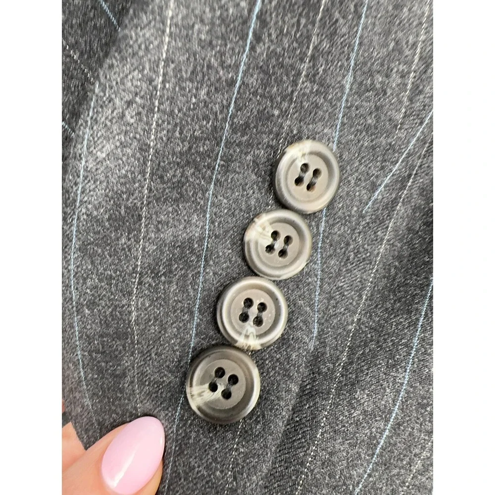 Lauren Ralph Lauren Suit Jacket Mens 48R Gray Wool Cashmere Pinstripe 2 Button